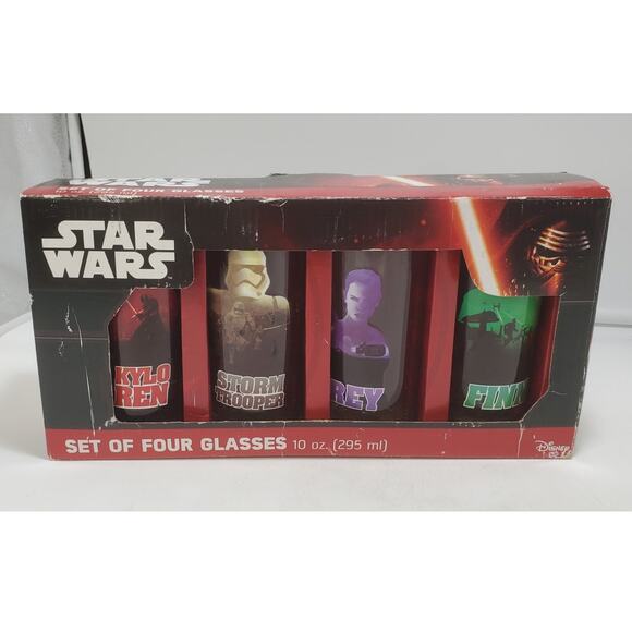 Star Wars Force Awakens Set of 4 10oz Glasses Vandor IOB - Picture 1 of 7